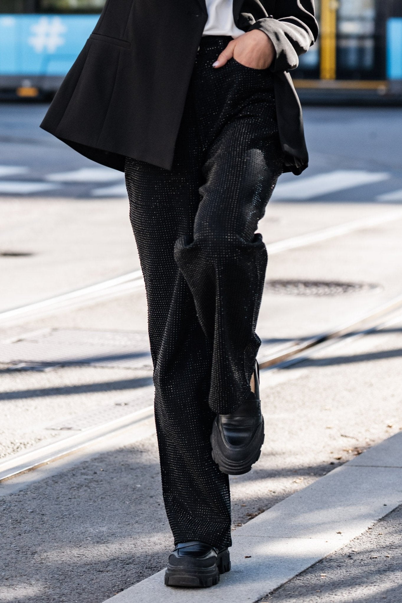 VMTESSA Rhinestones Jeans - Black Denim